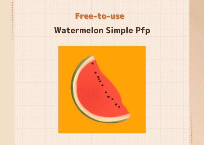 Infographic showcasing a simple watermelon profile picture on top of a solid honey yellow background, available in Nemuran's Ko-fi shop.